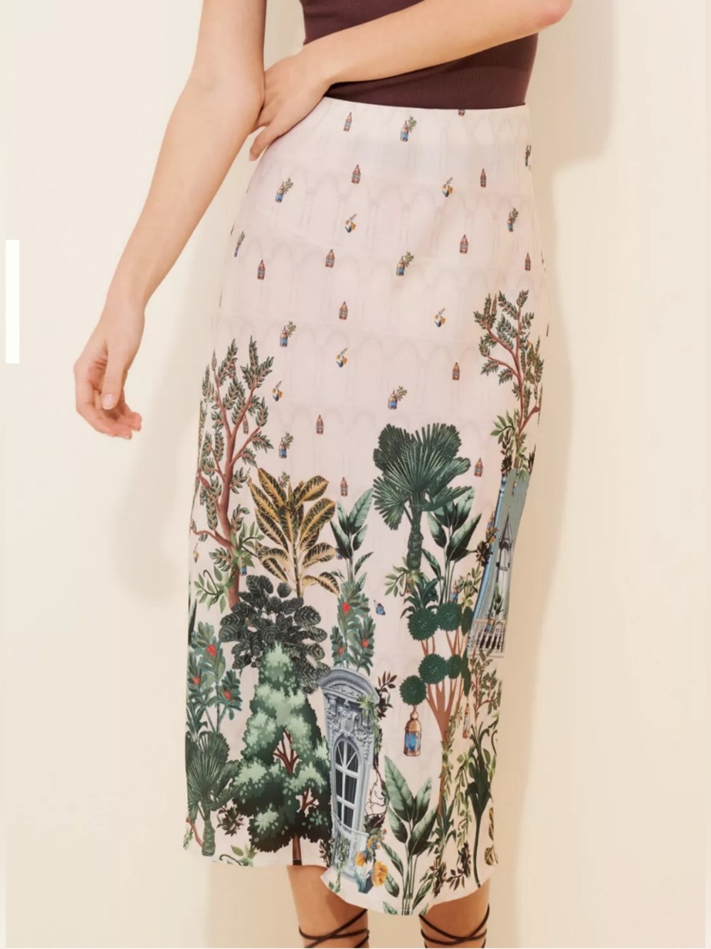 Anthropologie Ranna Gill Windows On The World Slip Silky Skirt size S